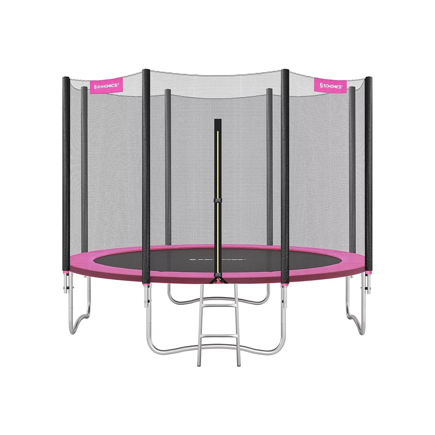 In And OutdoorMatch Trampoline Lela - 366 cm - met veiligheidsnet & ladder - Roze - Rond - Tuin - tot 150 kg belasting Trampoline