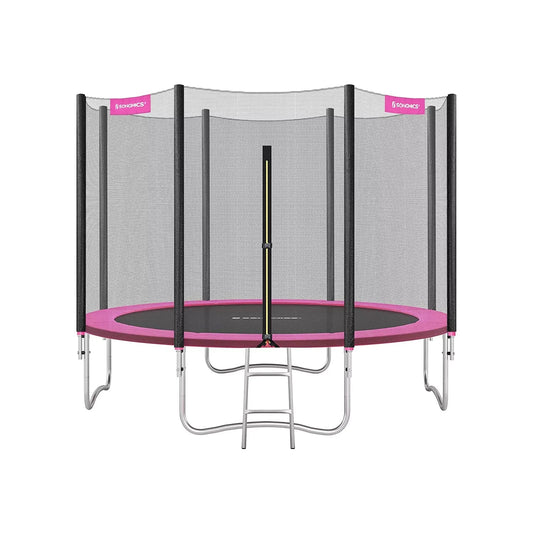 In And OutdoorMatch Trampoline Lela - 366 cm - met veiligheidsnet & ladder - Roze - Rond - Tuin - tot 150 kg belasting Trampoline