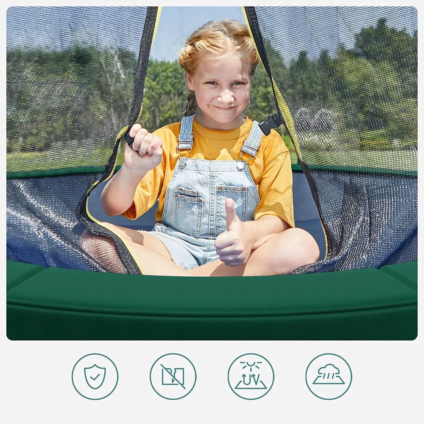 In And OutdoorMatch Trampoline Randafdekking Groen Jonathan - 244cm - Beschermingspads - Veerbescherming Trampoline rand