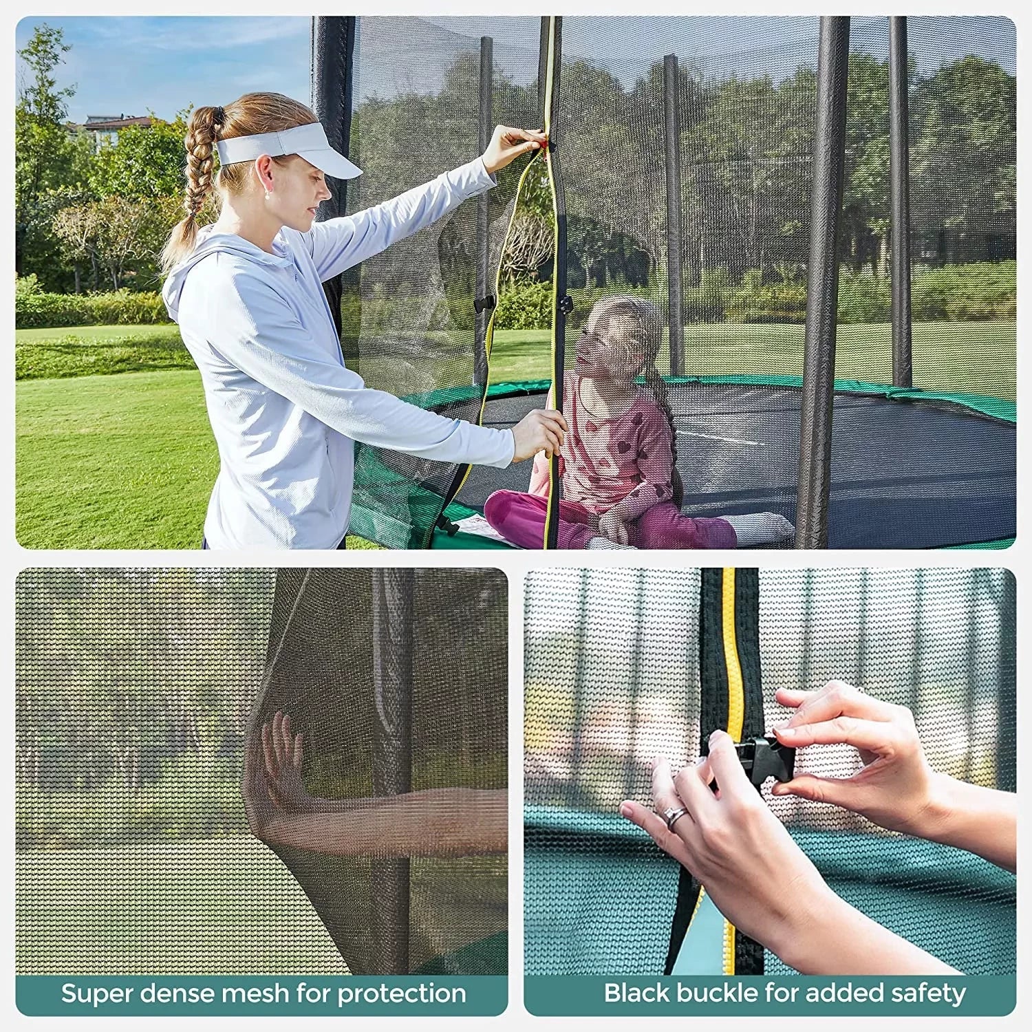 In And OutdoorMatch Trampoline Rosalia - 366 cm - Met veiligheidsnet & ladder - Groen - Rond - Tuin - tot 150 kg belasting Trampoline