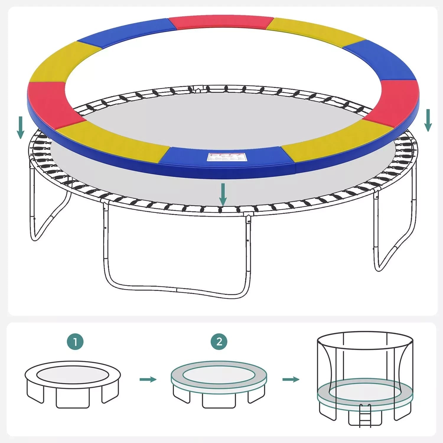 In And OutdoorMatch Trampolinerand Constantin - Kleurrijk - 183x30x12 cm - Ø 366 cm Trampoline rand