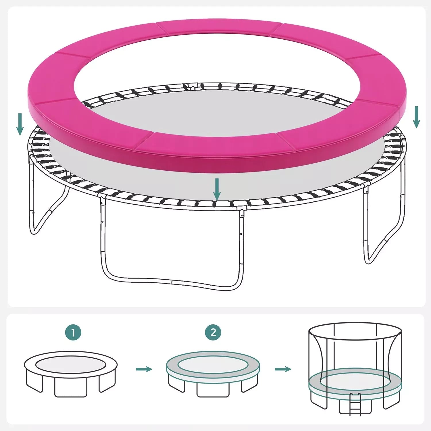 In And OutdoorMatch Trampolinerandbeschermer Delpha - Springcover - Randbescherming - Veiligheidsmat - UV-bestendig - Scheurbestendig - Trampoline-accessoires - Standaardmaat - Roze Trampoline rand