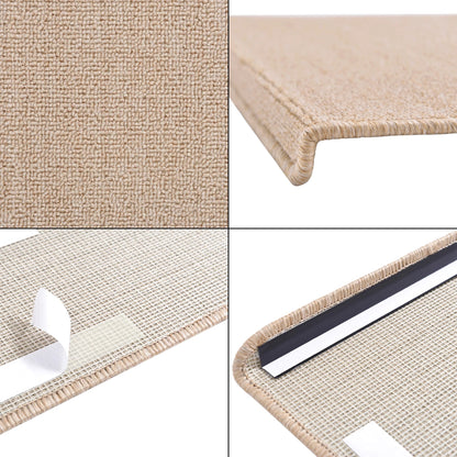 In And OutdoorMatch Trapmat Nero - Set van 15 - Recht - Zelfklevend - Beige - 65x24cm Trap mat