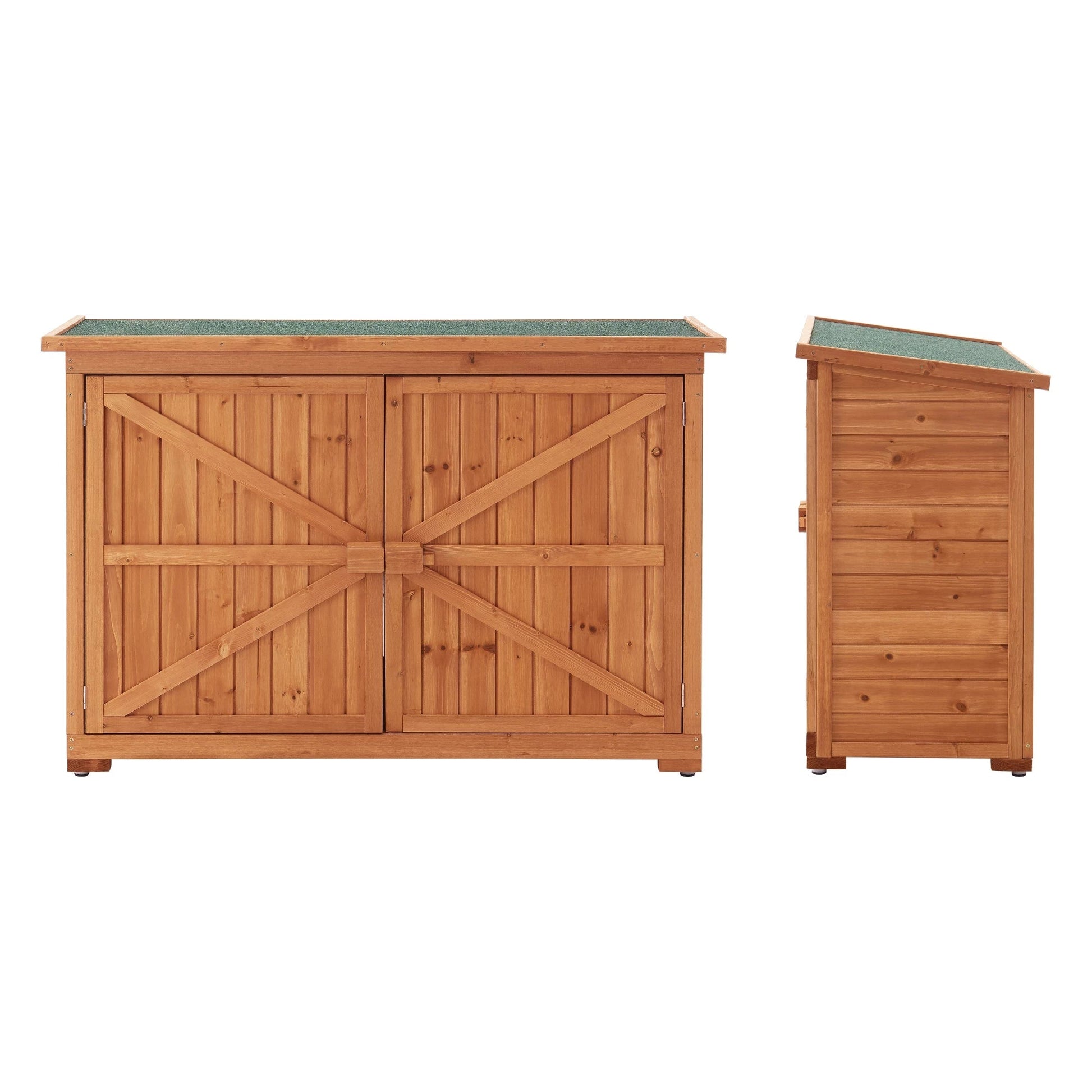 In And OutdoorMatch Tuinhuis Arnulfo - 128x50x88 cm - Houtkleur - Grenen en Bitumen - Klassiek Design Garden Storage box