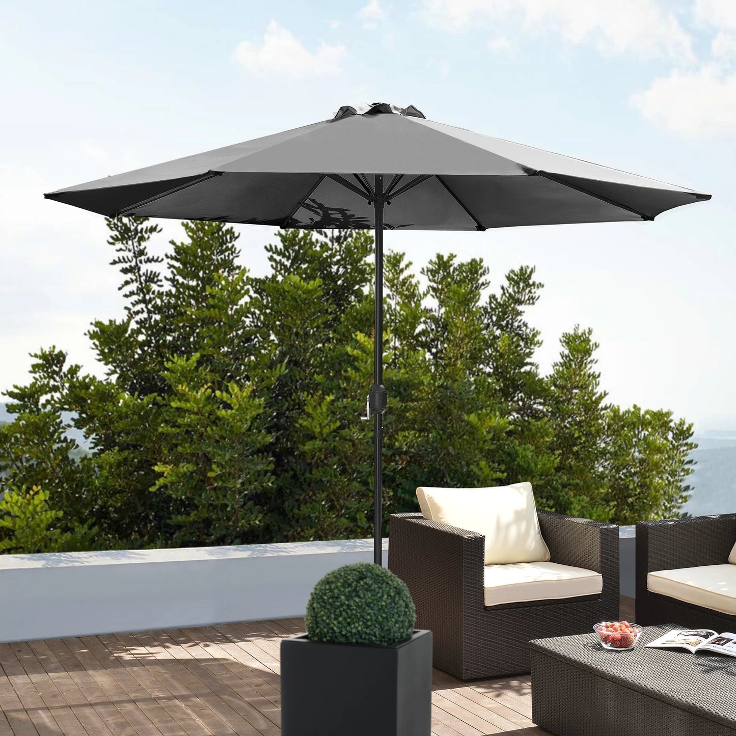 In And OutdoorMatch Tuinparasol Hailie - Stokparasol - 300x230 cm - Grijs - Deluxe Look Sunshade