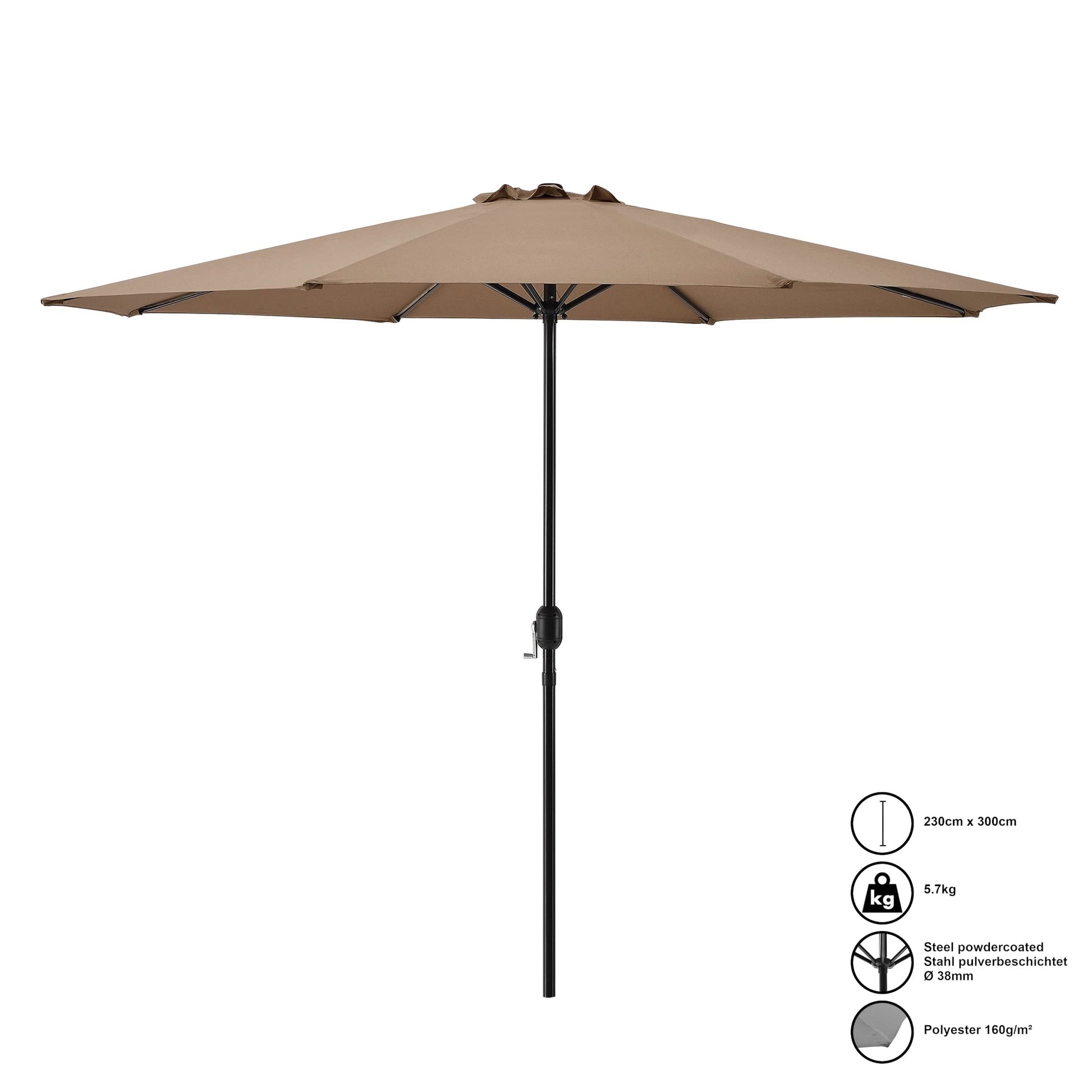 In And OutdoorMatch Tuinparasol Karlee - Stokparasol - 300x230 cm - Beige - Deluxe Look Sunshade