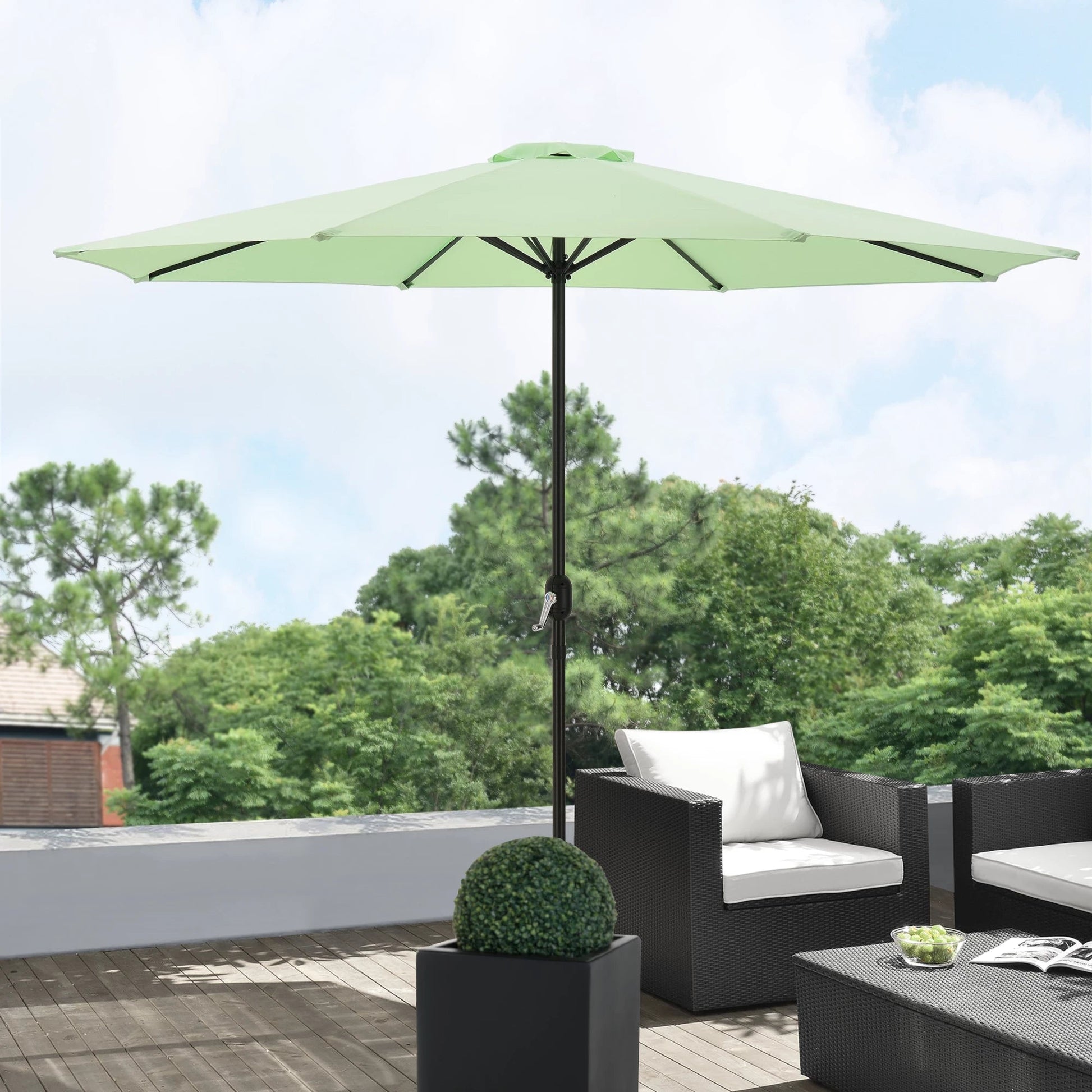 In And OutdoorMatch Tuinparasol Mertie - Stokparasol - Ø300x230 cm - Pastelgroen - Stijlvolle uitstraling Sunshade