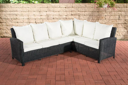 In And OutdoorMatch Tuinset Tyrese - Glastafel rotan wicker - Tuinmeubelen - Eettafel - Loungeset - Buitentafel - Salontafel - Grijs/wit - 6 personen Garden set