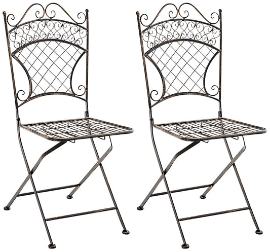 In And OutdoorMatch Tuinstoel Annet - Zwart - Set van 2 - Klapstoel - Ijzer - Buitenstoel - Stoel - Hoge kwaliteit - Stijlvolle tuinstoel - Handgemaakt antiek patina Garden Chair