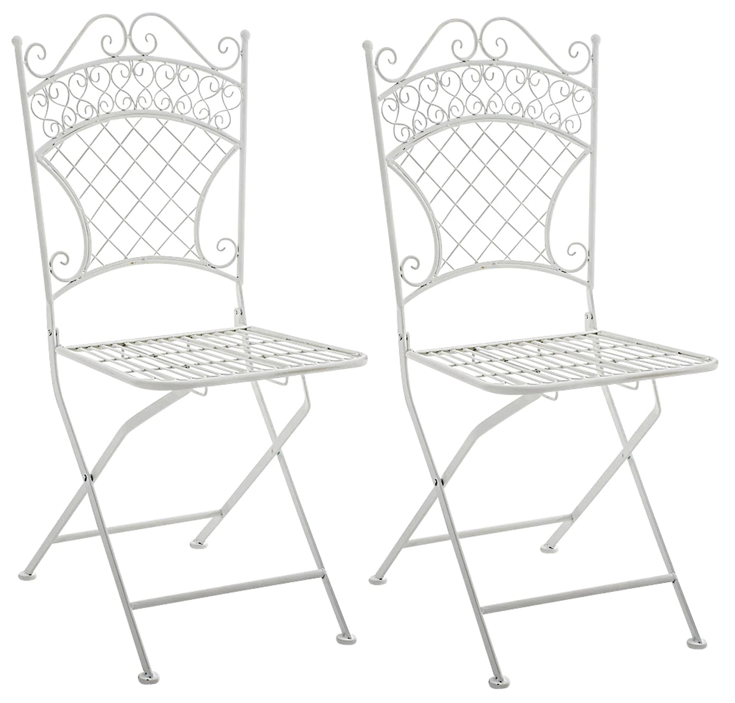 In And OutdoorMatch Tuinstoel Annis - Wit - Set van 2 - Klapstoel - Ijzer - Buitenstoel - Stoel - Hoge kwaliteit - Stijlvolle tuinstoel - Handgemaakt antiek patina Garden Chair