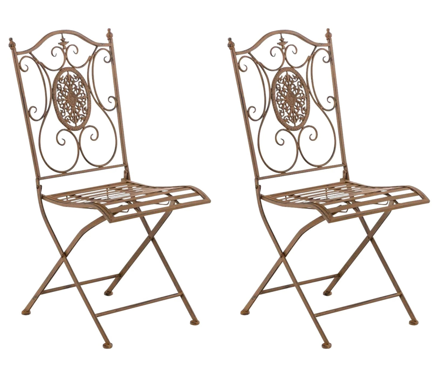 In And OutdoorMatch Tuinstoel Dallas - Antiek Wit - Set van 2 - Ijzer - Klapstoel - Buitenstoel - Stoel - Hoge kwaliteit - Luxe stijlvolle tuinstoel - Handgemaakt antiek patina Garden Chair