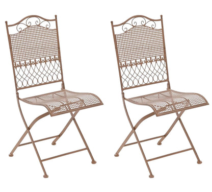 In And OutdoorMatch Tuinstoel Dave - Bruin - Set van 2 - Metaal - Klapstoel - Buitenstoel - Stoel - Hoge kwaliteit - Stijlvolle tuinstoel - Handgemaakt antiek patina Garden Chair