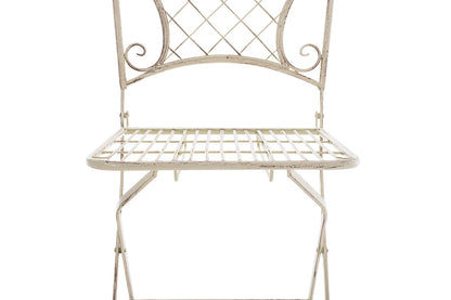 In And OutdoorMatch Tuinstoel Dina - Beige - Set van 2 - Klapstoel - Ijzer - Buitenstoel - Stoel - Hoge kwaliteit - Stijlvolle tuinstoel - Handgemaakt antiek patina Garden Chair