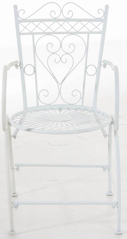 In And OutdoorMatch Tuinstoel Erin - Wit - Set van 2 - Ijzer - Buitenstoel - Stoel - Hoge kwaliteit - Luxe stijlvolle tuinstoel - Handgemaakt antiek patina Garden Chair