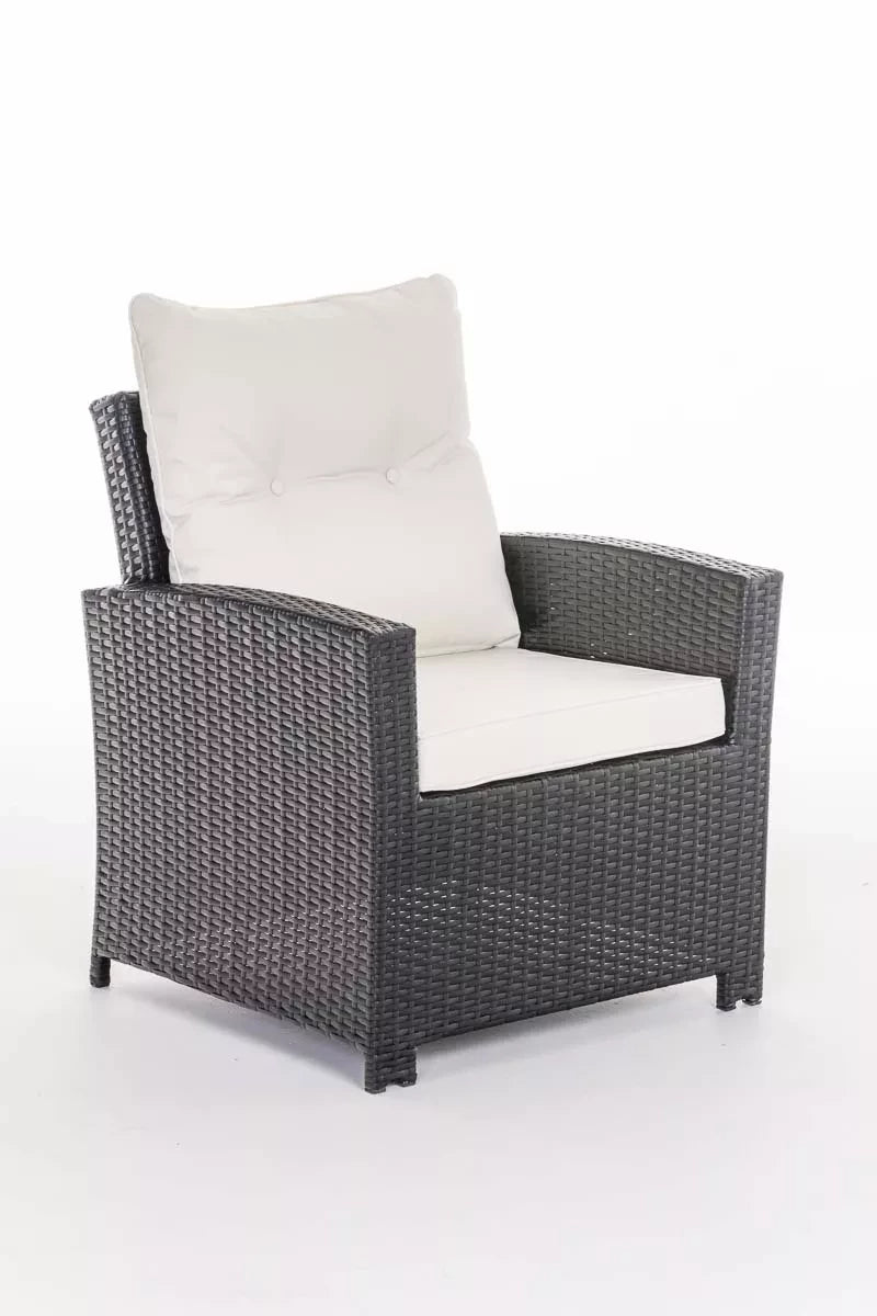 In And OutdoorMatch Tuinstoel Georgette - Weerbestendig - Loungestoel look - Wicker - Zwart/wit - Tuinstoelen set van 1 Garden Chair