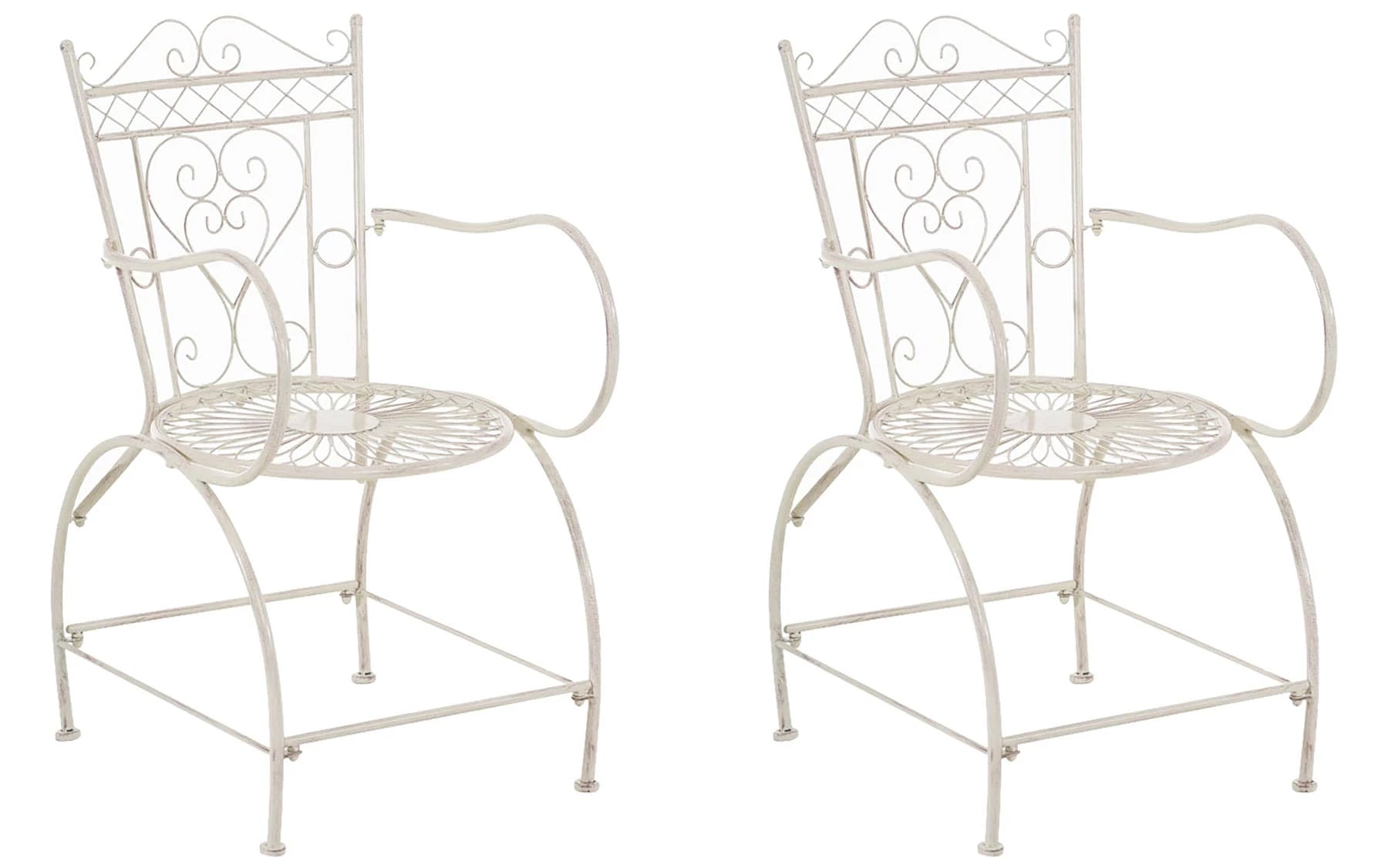 In And OutdoorMatch Tuinstoel Hedy - Antiek Beige - Set van 2 - Ijzer - Buitenstoel - Stoel - Hoge kwaliteit - Luxe stijlvolle tuinstoel - Handgemaakt antiek patina Garden Chair