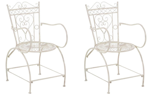 In And OutdoorMatch Tuinstoel Hedy - Antiek Beige - Set van 2 - Ijzer - Buitenstoel - Stoel - Hoge kwaliteit - Luxe stijlvolle tuinstoel - Handgemaakt antiek patina Garden Chair