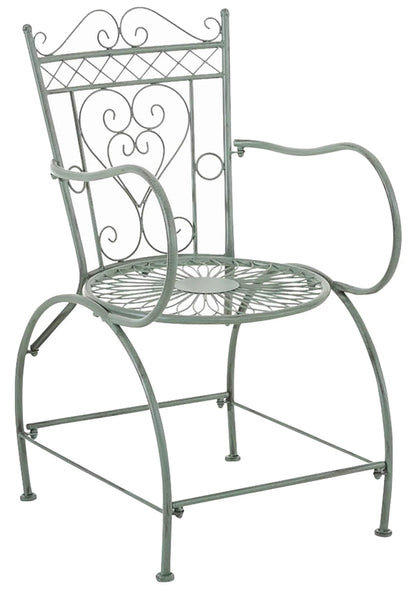 In And OutdoorMatch Tuinstoel Lola - Antiek Groen - Set van 2 - Ijzer - Buitenstoel - Stoel - Hoge kwaliteit - Luxe stijlvolle tuinstoel - Handgemaakt antiek patina Garden Chair