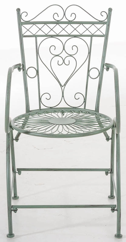 In And OutdoorMatch Tuinstoel Lola - Antiek Groen - Set van 2 - Ijzer - Buitenstoel - Stoel - Hoge kwaliteit - Luxe stijlvolle tuinstoel - Handgemaakt antiek patina Garden Chair