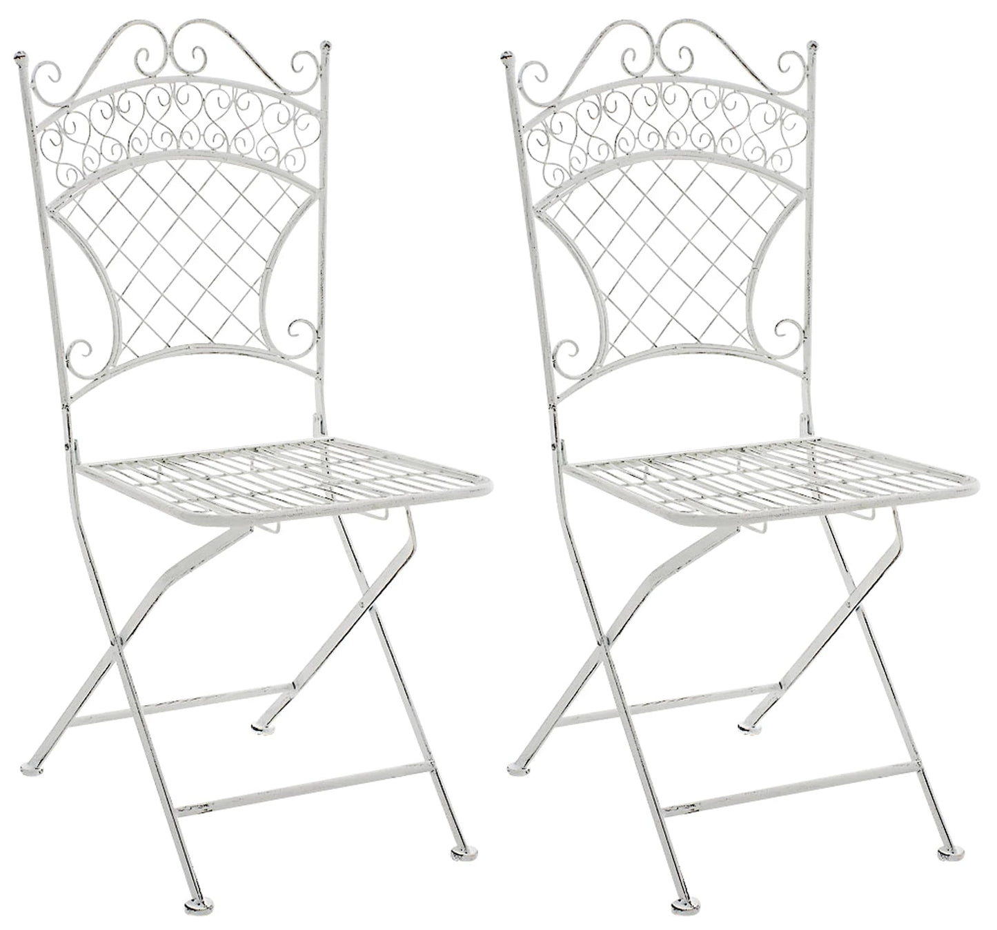 In And OutdoorMatch Tuinstoel Olivia - Grijs - Set van 2 - Klapstoel - Ijzer - Buitenstoel - Stoel - Hoge kwaliteit - Stijlvolle tuinstoel - Handgemaakt antiek patina Garden Chair