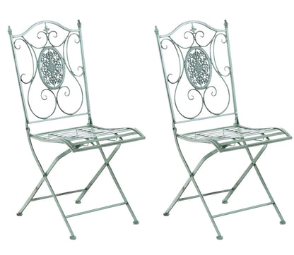 In And OutdoorMatch Tuinstoel Siem - Groen - Set van 2 - Metaal - Klapstoel - Buitenstoel - Stoel - Hoge kwaliteit - Stijlvolle tuinstoel - Handgemaakt antiek patina Garden Chair