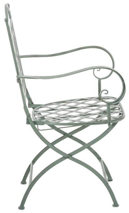 In And OutdoorMatch Tuinstoel Valeria - Groen - Set van 2 - Ijzer - Buitenstoel - Stoel - Hoge kwaliteit - Stijlvolle tuinstoel - Handgemaakt antiek patina Garden Chair