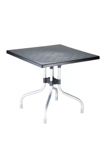 In And OutdoorMatch Tuintafel Gino - Vierkant - Aluminium frame - Opvouwbaar - Kunststof - UV Bestendig - Weerbestendig - Zwart - 80x80x72cm Bijzetttafel