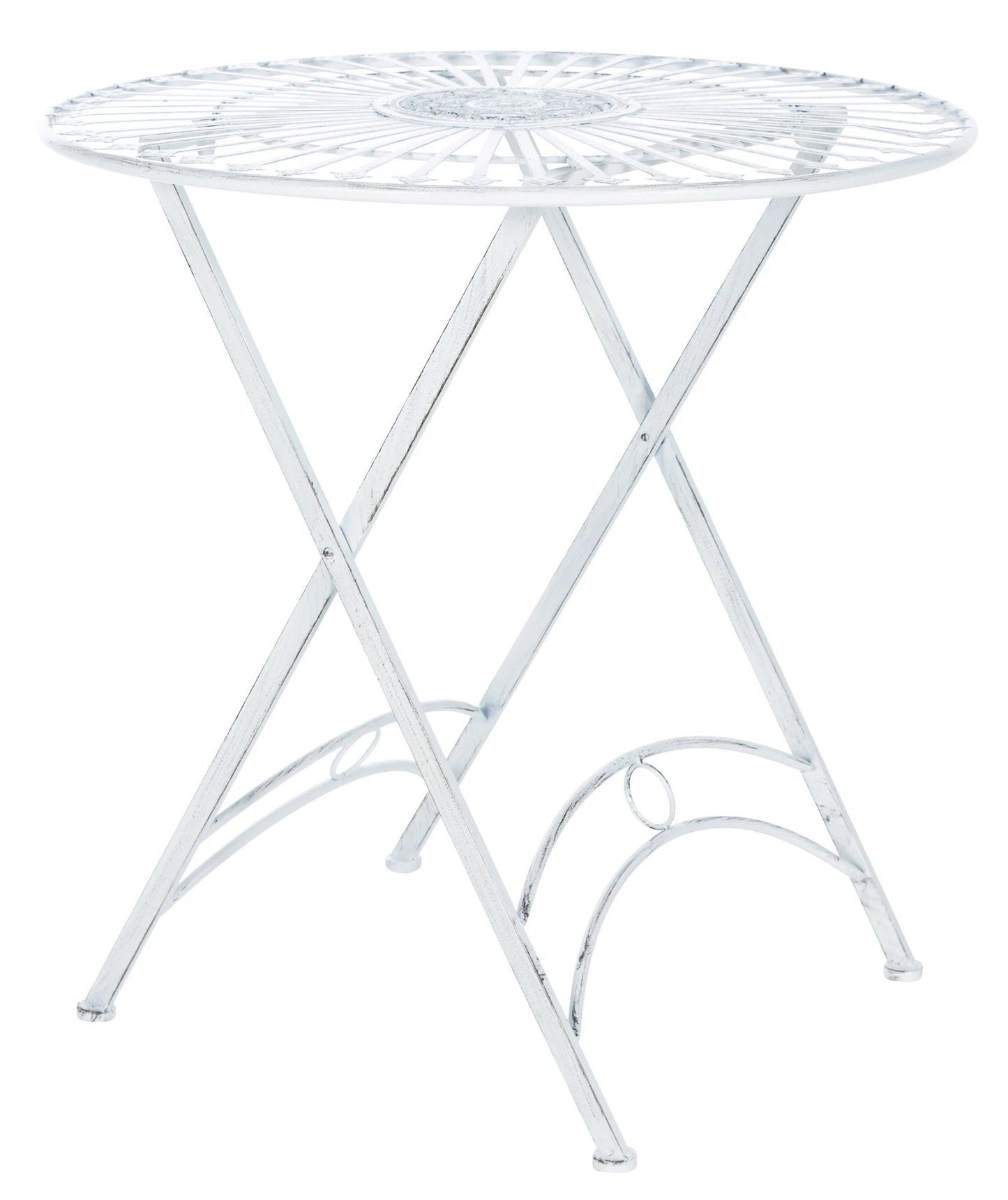 In And OutdoorMatch Tuintafel Patricia - 71x71x71cm - Metalen Tafel - Antieke Stijl - Wit table legs