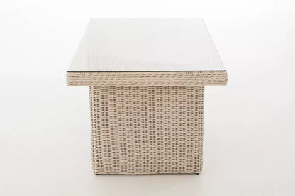 In And OutdoorMatch Tuintafel Rae - Glastafel rotan wicker - Tuinmeubelen - Eettafel - Buitentafel - Salontafel - Creme - 138cm Garden Table