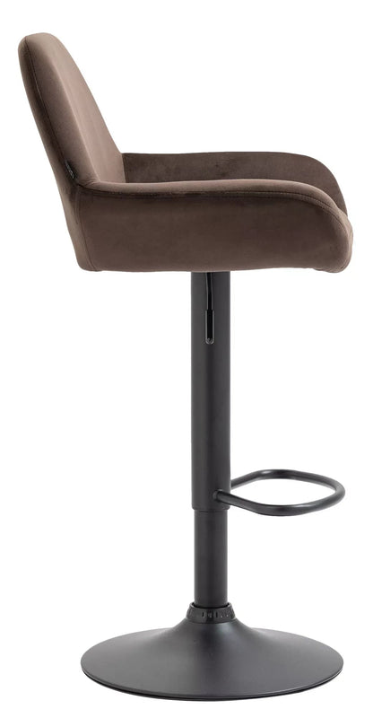 In And OutdoorMatch Velvet barkruk Cleora - Bruin - In hoogte verstelbaar - Set van 1 - Zithoogte 63-83cm - Met rugleuning - Voor keuken en bar - Ergonomische barstoelen Barkrukken / hocker