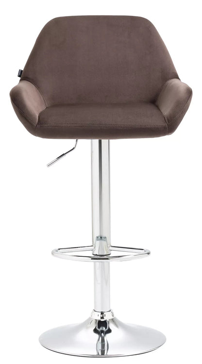 In And OutdoorMatch Velvet barkruk Garry - Set van 1 - 63-83cm zithoogte - Met rugleuning - In hoogte verstelbaar - Voor keuken en bar - Ergonomische barstoelen - Chroom Barkrukken / hocker