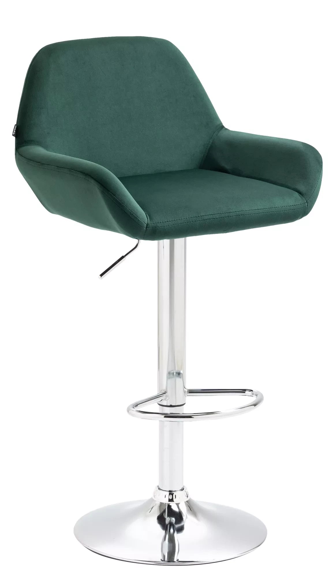 In And OutdoorMatch Velvet barkruk Leann groen - Set van 1 - 63-83cm zithoogte - Met rugleuning - In hoogte verstelbaar - Voor keuken en bar - Ergonomische barstoelen - Chroom Barkrukken / hocker