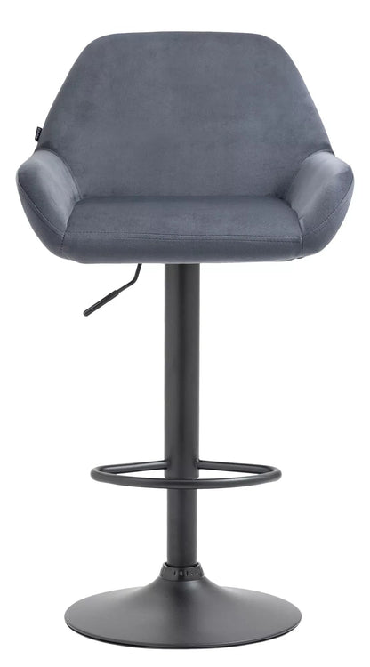 In And OutdoorMatch Velvet barkruk Magali - Grijs - In hoogte verstelbaar - Set van 1 - 63-83cm zithoogte - Met rugleuning - Voor keuken en bar - Ergonomische barstoelen Barkrukken / hocker