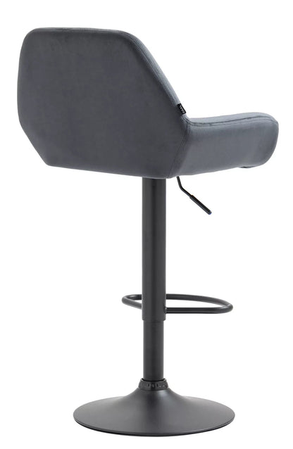 In And OutdoorMatch Velvet barkruk Magali - Grijs - In hoogte verstelbaar - Set van 1 - 63-83cm zithoogte - Met rugleuning - Voor keuken en bar - Ergonomische barstoelen Barkrukken / hocker