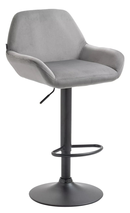 In And OutdoorMatch Velvet barkruk Monique - Lichtgrijs - In hoogte verstelbaar - Set van 1 - 63-83cm zithoogte - Met rugleuning - Voor keuken en bar - Ergonomische barstoelen Barkrukken / hocker