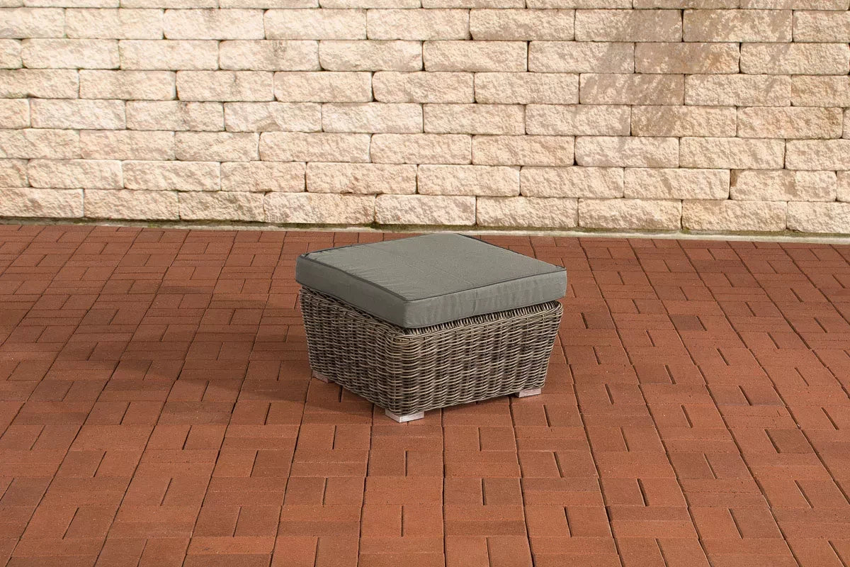 In And OutdoorMatch Voetenbank loungeset Kathleen - Voor buiten - Kruk - Poef - Tuin - Grijs - 59x59x30cm Hocker / Poef