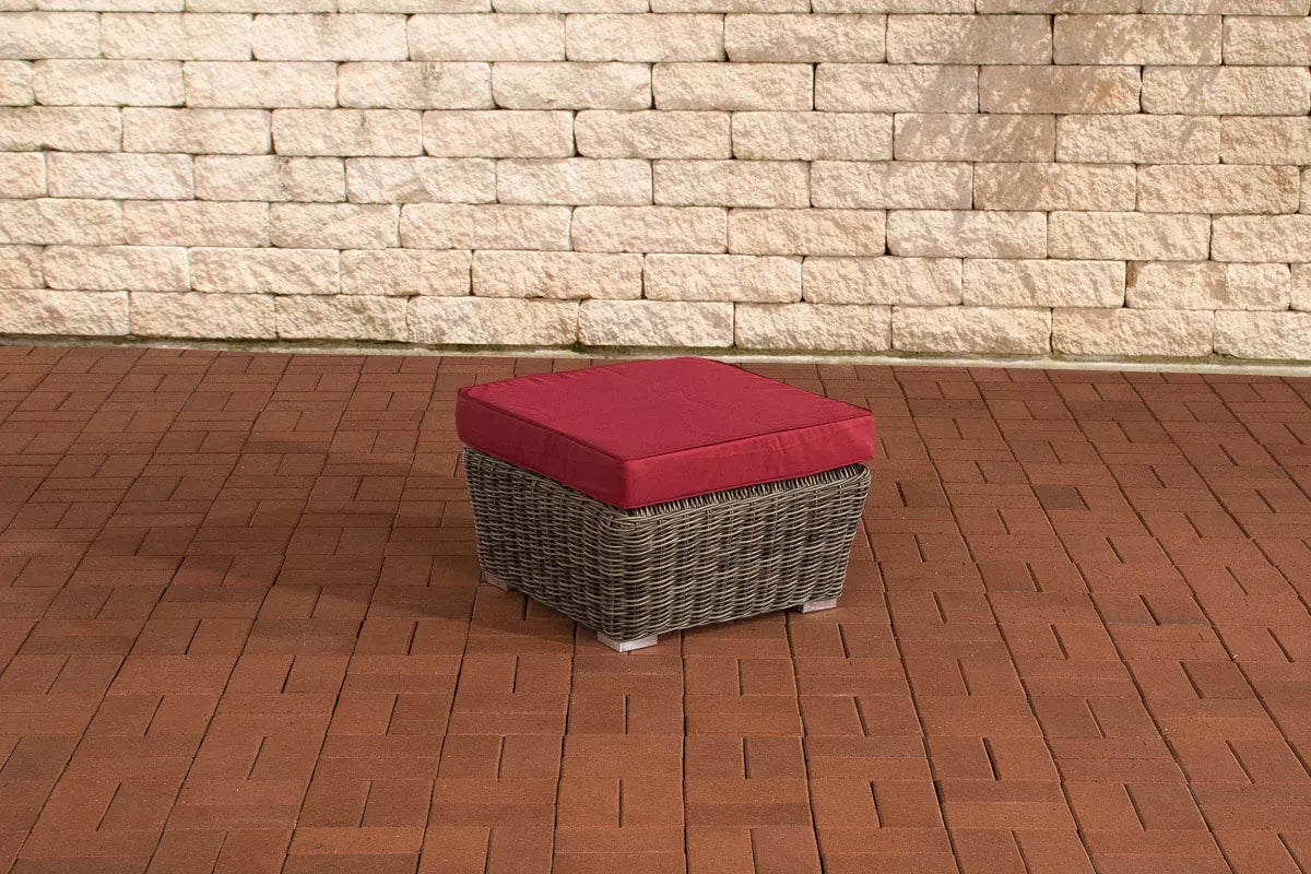 In And OutdoorMatch Voetenbank loungeset Tamia - Voor buiten - Kruk - Poef - Tuin - Rood - 59x59x30cm Hocker / Poef