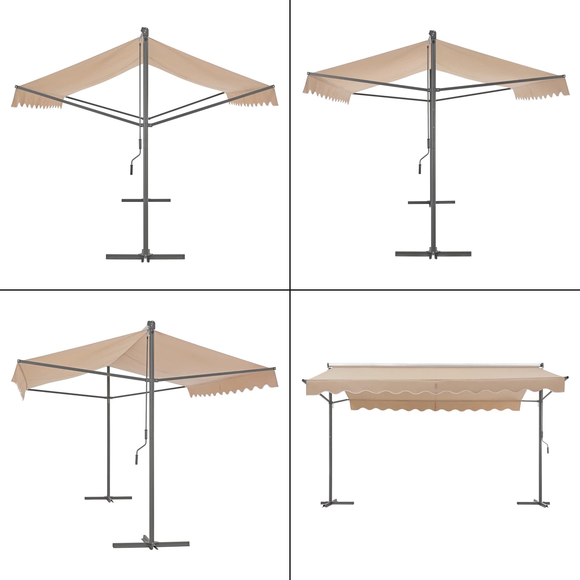 In And OutdoorMatch Vrijstaande Luifel Ozella - 3x3x2,6 m - Zandkleurig - Waterafstotend - UV Bescherming - Weerbestendig Sunshade