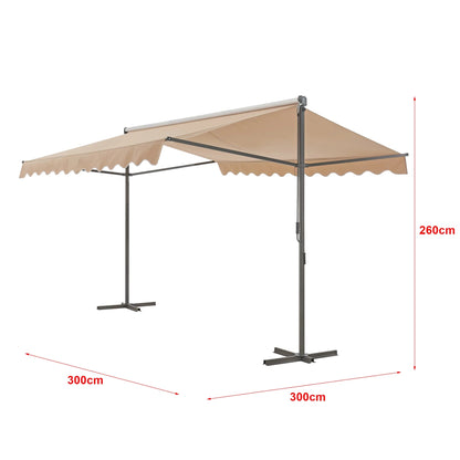 In And OutdoorMatch Vrijstaande Luifel Ozella - 3x3x2,6 m - Zandkleurig - Waterafstotend - UV Bescherming - Weerbestendig Sunshade