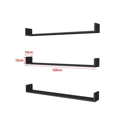 In And OutdoorMatch Wandplank Beaulah - Set van 3 - 12x120x15 cm - Marmer Zwart - Spaanplaat - Modern Design Wandplank