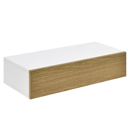 In And OutdoorMatch Wandplank Blaise - Met Lade - 50x24x12cm - Wit en Houtlook - Spaanplaat - Moderne Look Wandplank