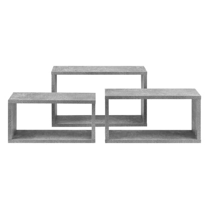 In And OutdoorMatch Wandplank Candace - Set van 3 - Betonkleurig - Spaanplaat - 3 verschillende maten - Modern design Wandplank