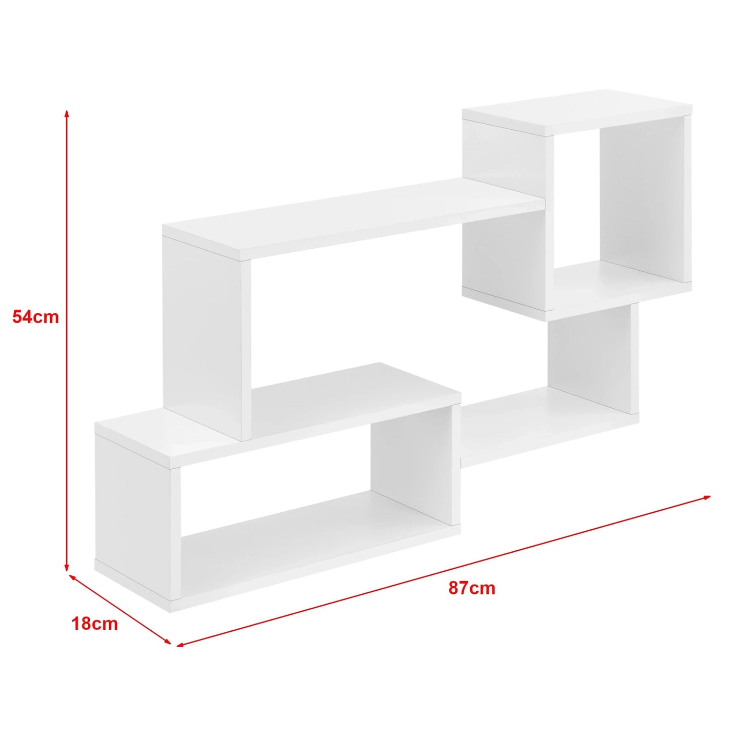 In And OutdoorMatch Wandplank Darron - Met 3 Vakken - 87x18x54 cm - Wit Mat - Wandplank