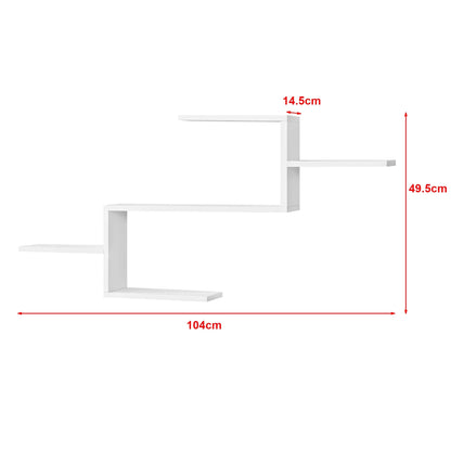 In And OutdoorMatch Wandplank Gerson - Met 5 Planken - 104x145x49,5 cm - Wit Mat - Spaanplaat - Modern Design Wandplank