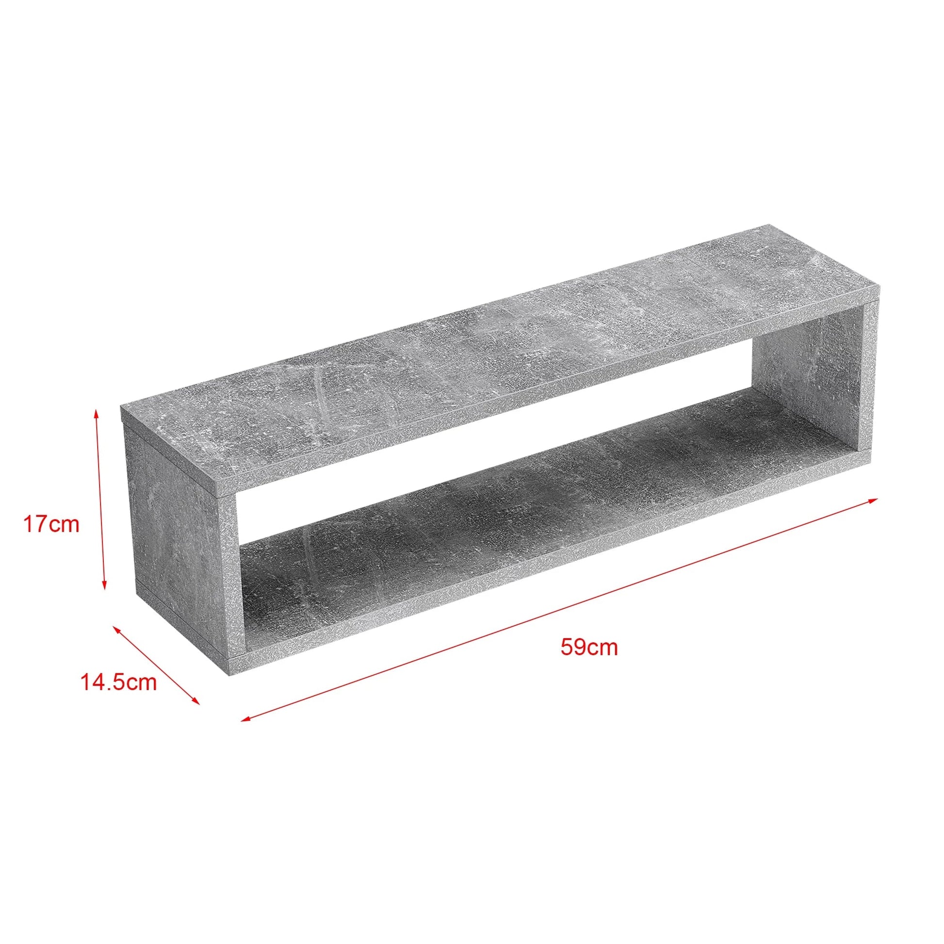 In And OutdoorMatch Wandplank Hillary - Set van 4 - 59x14,5x17 cm - Betonlook - Spaanplaat - Stijlvol design Wandplank