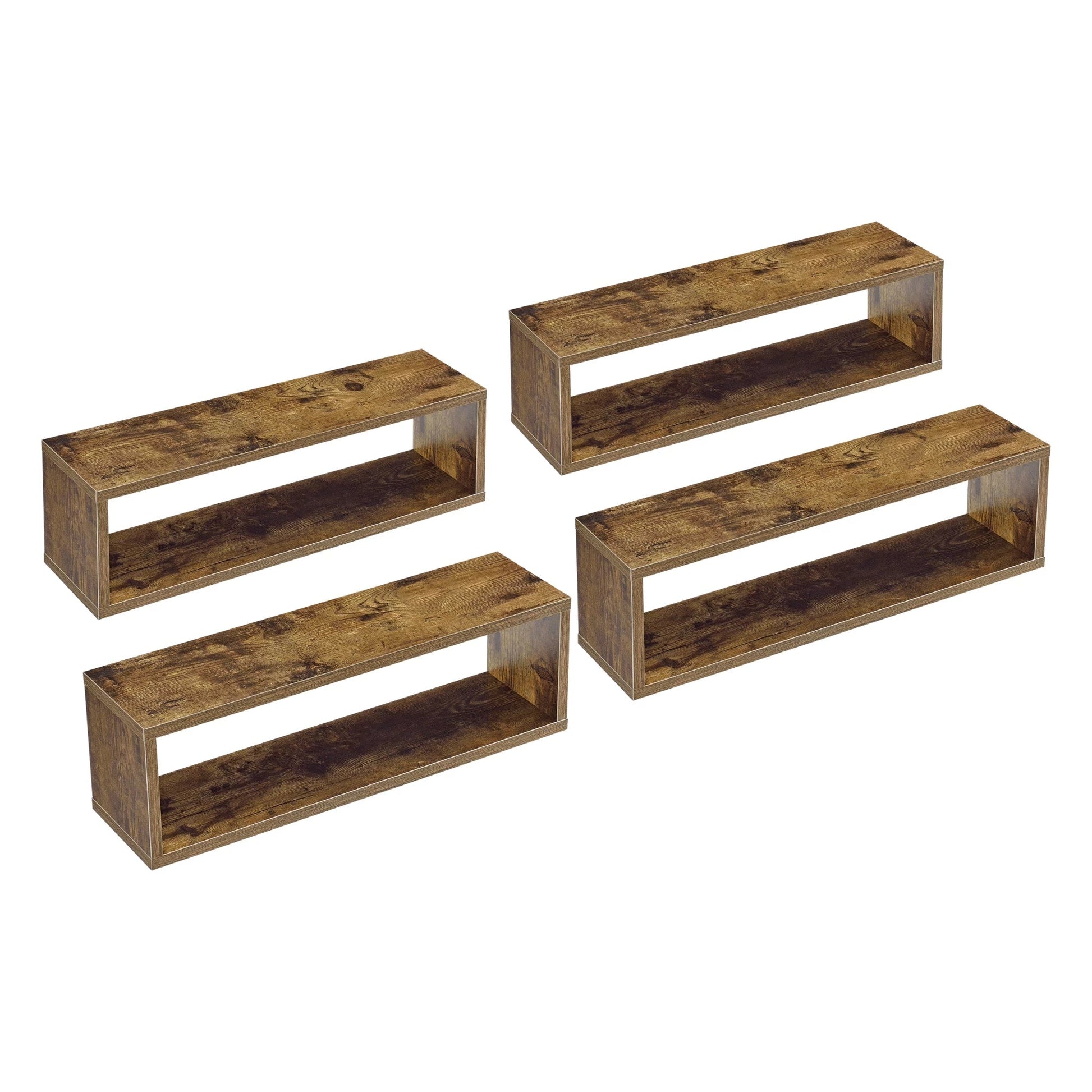 In And OutdoorMatch Wandplank Joannie - Set van 4 - 59x14,5x17 cm - Houtkleur - Spaanplaat - Stijlvol design Wandplank