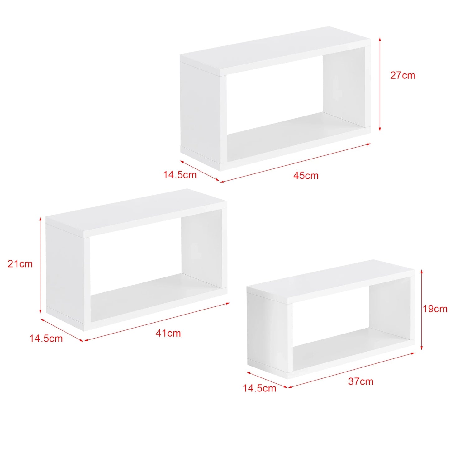 In And OutdoorMatch Wandplank Tod - Set van 3 - Houtkleurig en Wit - Stijlvol design Wandplank