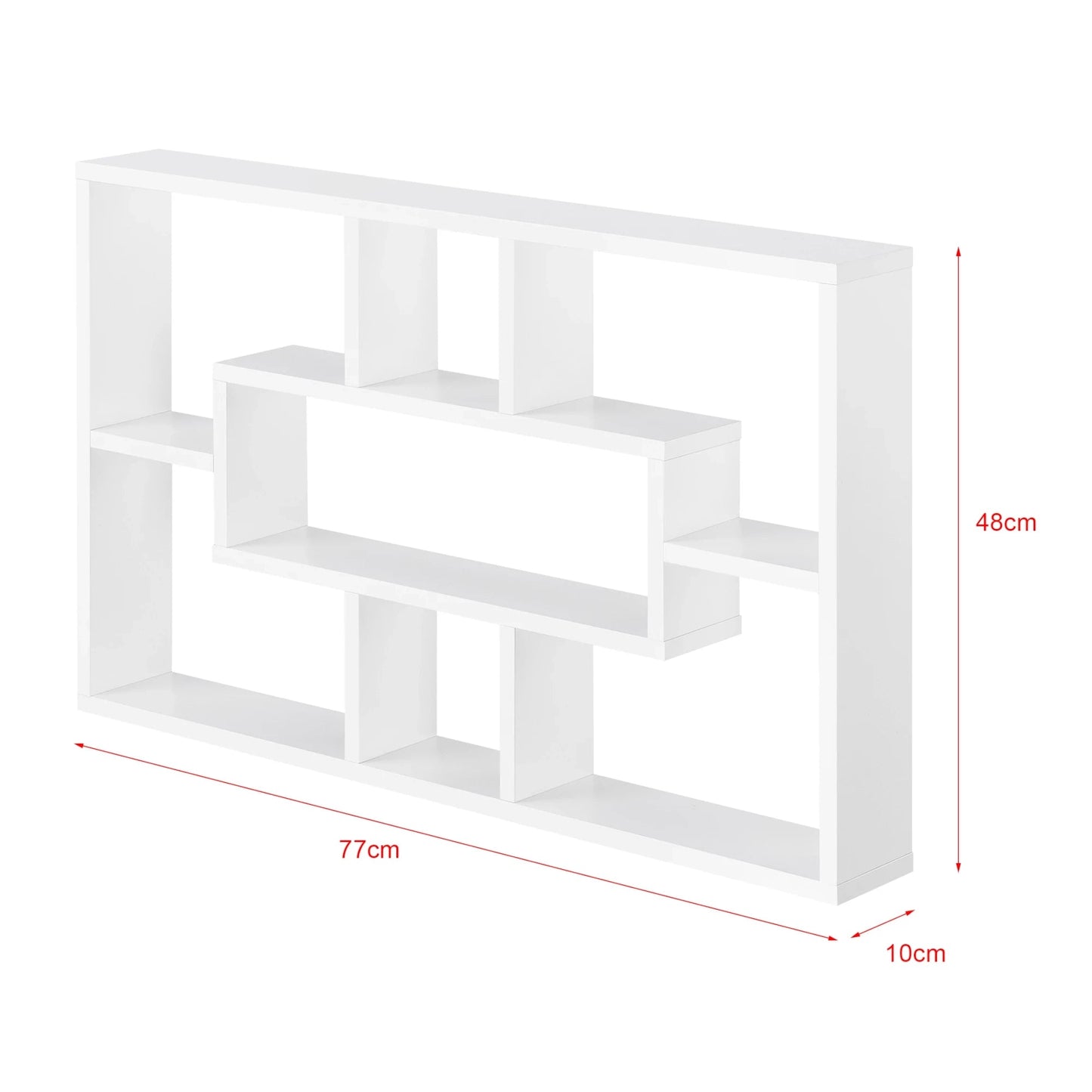 In And OutdoorMatch Wandrek Judge - Met 7 Vakken - 77x10x48 cm - Wit - Spaanplaat - Modern Design Wandplank