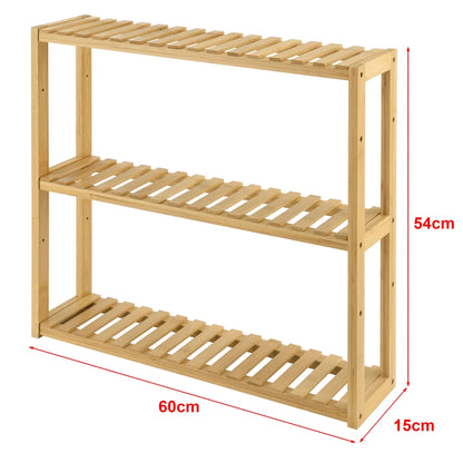 In And OutdoorMatch Wandrek Justina - Met 3 Planken - 60x15x54 cm - Bamboe - Klassiek Design Wandplank