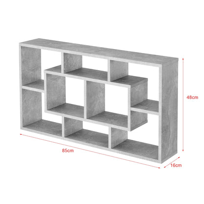 In And OutdoorMatch Wandrek Maiya - Met 8 Vakken - 85x16x48 cm - Betonkleurig - Spaanplaat - Modern Design Wandplank